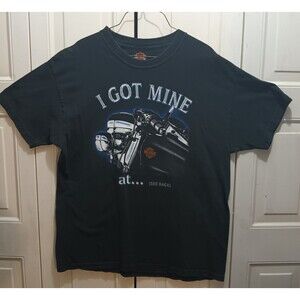 Vintage HARLEY-DAVIDSON I Got Mine Fargo ND Graphic Black T Shirt Size L